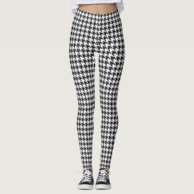 Leggings Modelo blanco y negro de Houndstooth (Anverso)