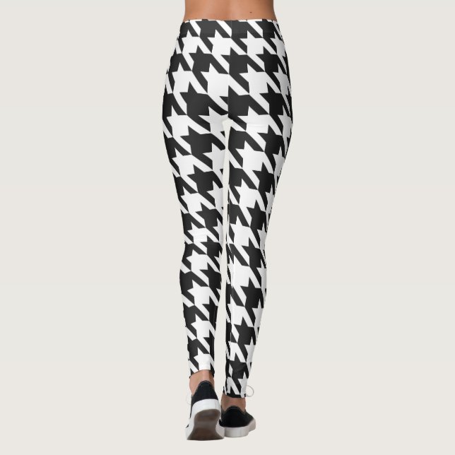 Leggings Modelo blanco y negro de Houndstooth (Reverso)