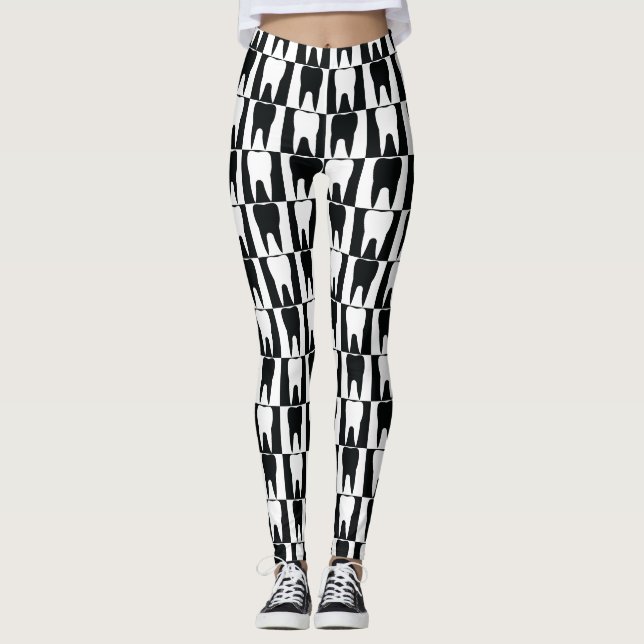 Leggings Modelo blanco y negro de los dientes (Anverso)