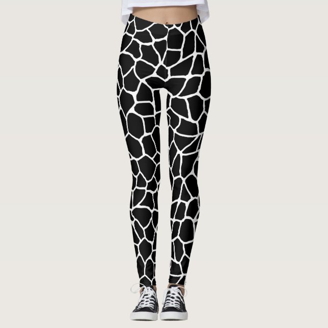 Leggings Modelo blanco y negro del animal del estampado de (Anverso)