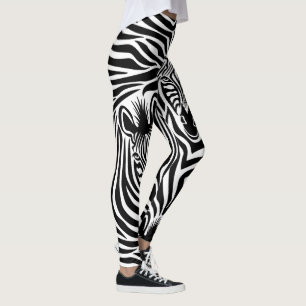 Leggings Modelo blanco y negro del estampado de zebra de
