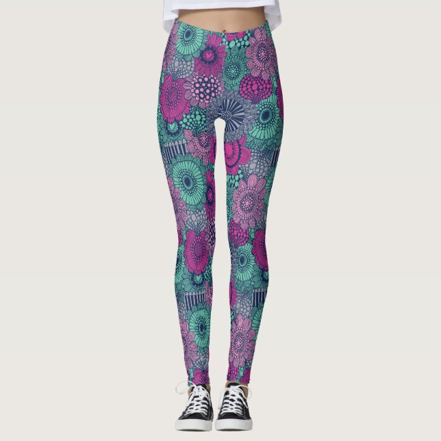 Leggings Modelo brillante elegante de flores magníficas (Anverso)