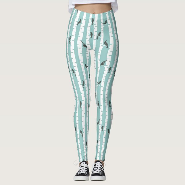 Leggings Modelo con los pájaros y los árboles (Anverso)