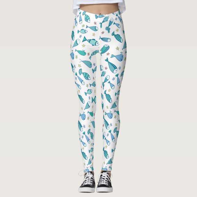 Leggings Modelo con los pescados y las estrellas de mar (Anverso)