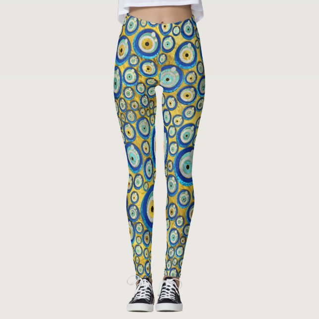 Leggings Modelo de cristal azul griego del amuleto del mal (Anverso)