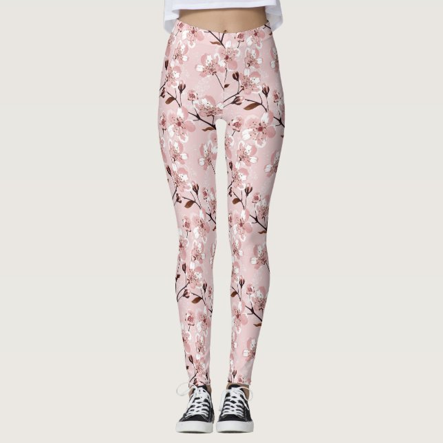 Leggings Modelo de flores de la flor de cerezo (Anverso)