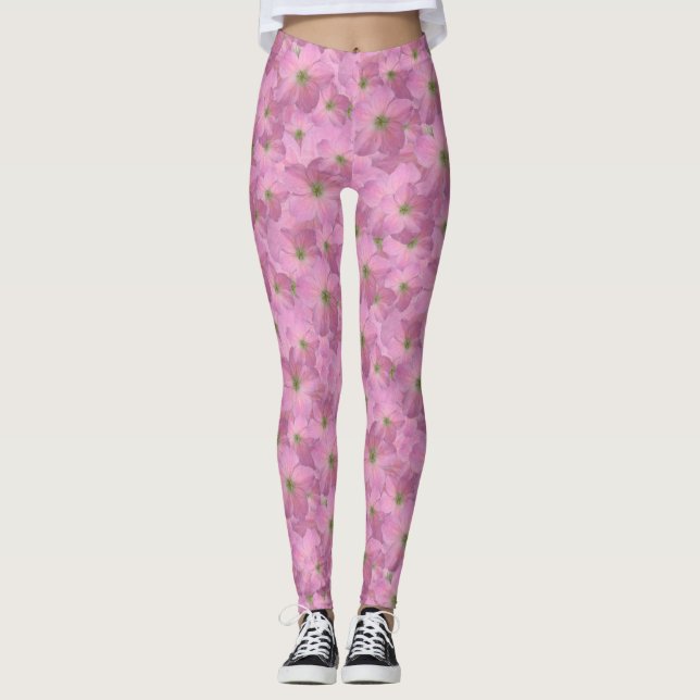 Leggings Modelo de flores rosado dulce del jardín (Anverso)