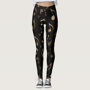 Leggings Modelo de la música - negro y oro