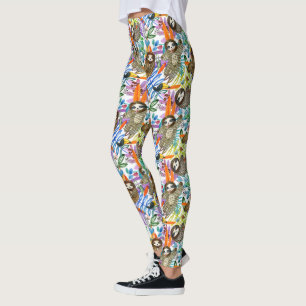 Leggings Modelo de la pereza de la acuarela del dibujo