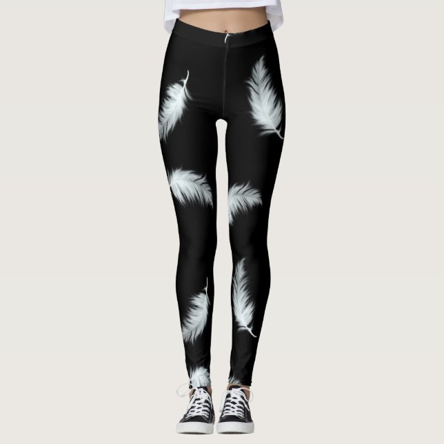 Leggings Modelo de la pluma (color de fondo adaptable) (Anverso)