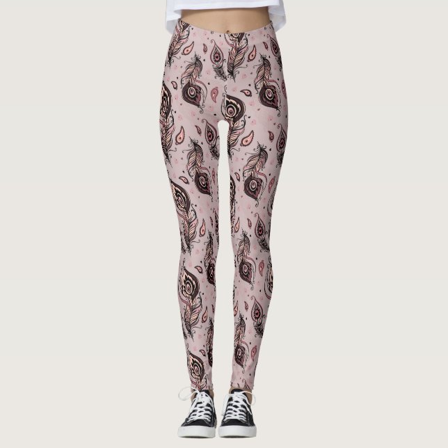 Leggings Modelo de la pluma del pavo real (Anverso)