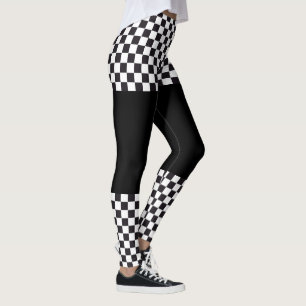 Leggings Modelo de las carreras de coches/del ajedrez + su