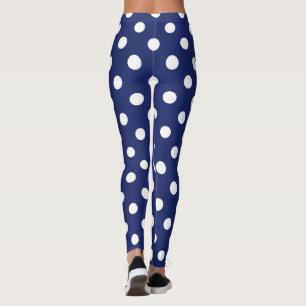 Leggings Modelo de lunar de los azules marinos y del blanco