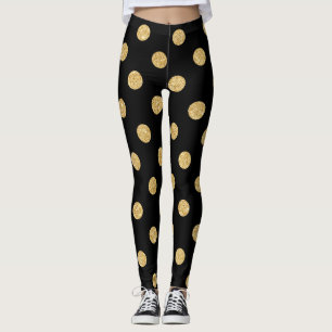 Leggings Modelo de lunares elegante del purpurina del negro