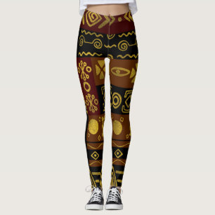 Leggings Modelo de oro africano étnico en negro y marrón