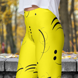 Leggings Modelo De Punto Abstracto Amarillo Delicado