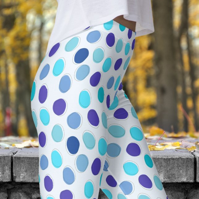 Leggings Modelo de punto de polka azul y azul Alicia (Blues on Alice Blue Leggings)
