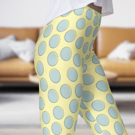 Leggings Modelo de punto de polka azul y crema