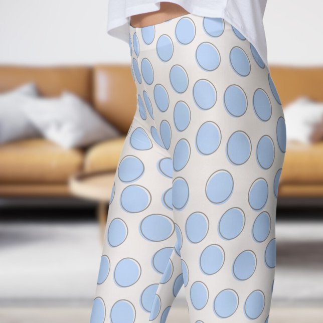 Leggings Modelo de punto de polka blanco azul y nieve magní (Gorgeous Blue and Snow White Polka Dot Pattern Leggings)