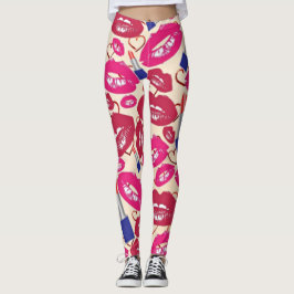 Leggings Modelo del beso del lápiz labial