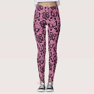 Leggings modelo del cordón con las mariposas