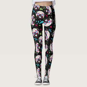 Leggings Modelo del cráneo del azúcar del barro amasado e