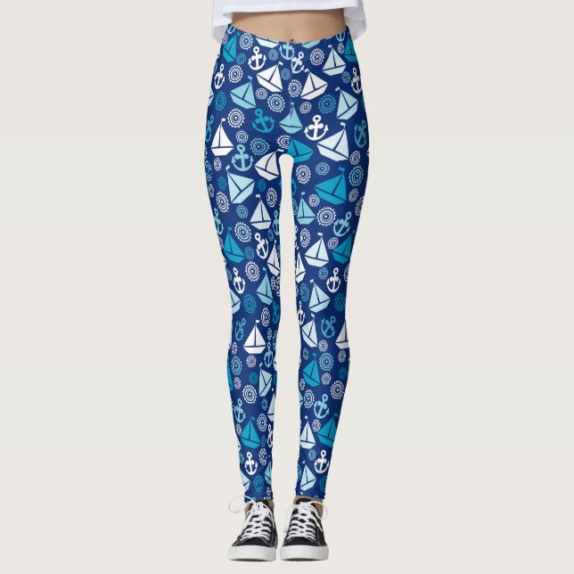 Leggings Modelo del dibujo animado con los veleros (Anverso)