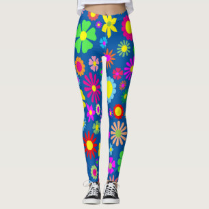Leggings Modelo del flower power en azul