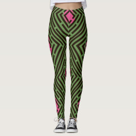 Leggings Modelo del laberinto del negro del punto rosado en