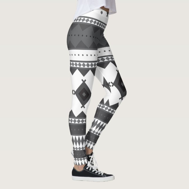 Leggings Modelo del nativo americano: Negro y gris (Derecha)