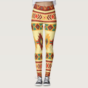 Leggings Modelo del nativo americano: Tonos soleados de la