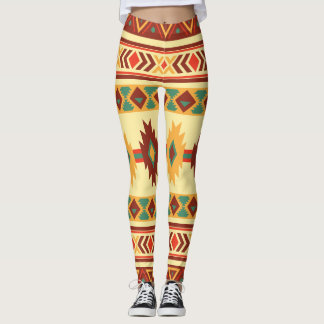 Leggings Modelo del nativo americano: Tonos soleados de la