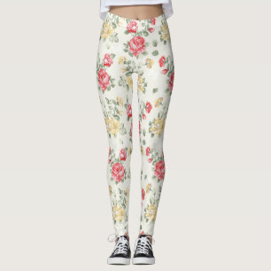 Leggings Modelo del papel pintado de la elegancia de rosas