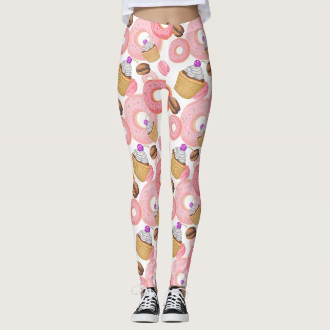 Leggings Modelo del postre del buñuelo y de la magdalena (Anverso)