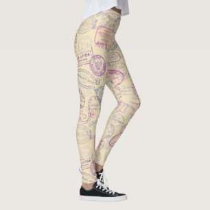 Leggings Modelo del sello del viaje del pasaporte