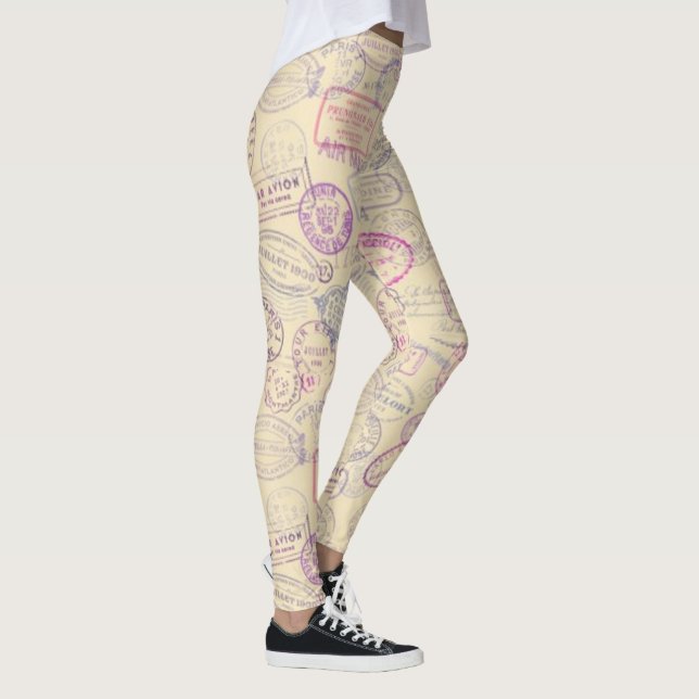 Leggings Modelo del sello del viaje del pasaporte (Derecha)