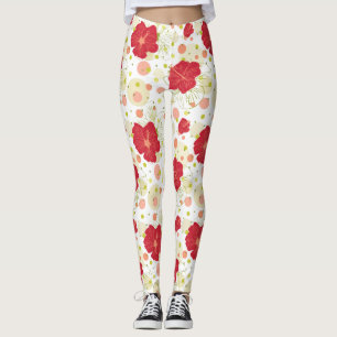 Leggings Modelo dibujado mano del hibisco