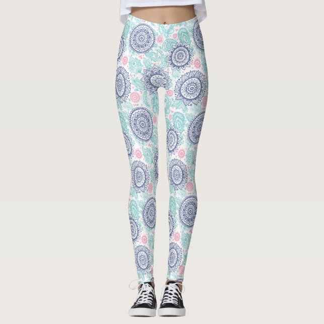 Leggings Modelo étnico de Paisley (Anverso)