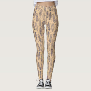 Leggings Modelo étnico del esquema de la pluma