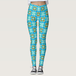 Leggings Modelo étnico verde azulado