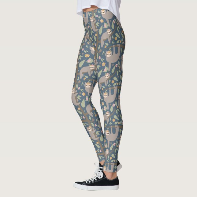 Leggings Modelo floral lindo de la pereza (Izquierda)