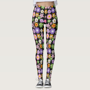 Leggings Modelo floral moderno 3D colorido 03x4
