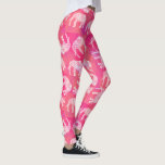 Leggings modelo floral tribal colorido rosado femenino del<br><div class="desc">Modelo tribal y floral de moda del elefante en un fondo rosado de las pinceladas.</div>