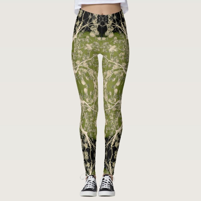 Leggings Modelo floreciente de las ramas (Anverso)