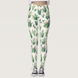 Leggings Modelo floreciente del cactus de la acuarela linda