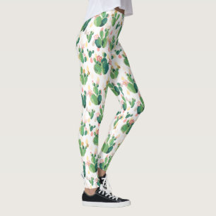 Leggings Modelo floreciente del cactus de la acuarela linda