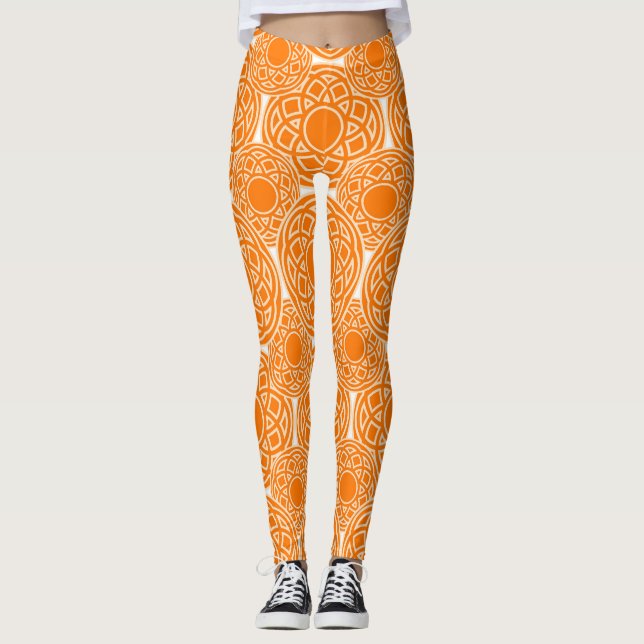 Leggings Modelo geométrico anaranjado étnico abstracto (Anverso)