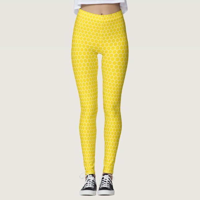 Leggings Modelo geométrico del panal amarillo (Anverso)