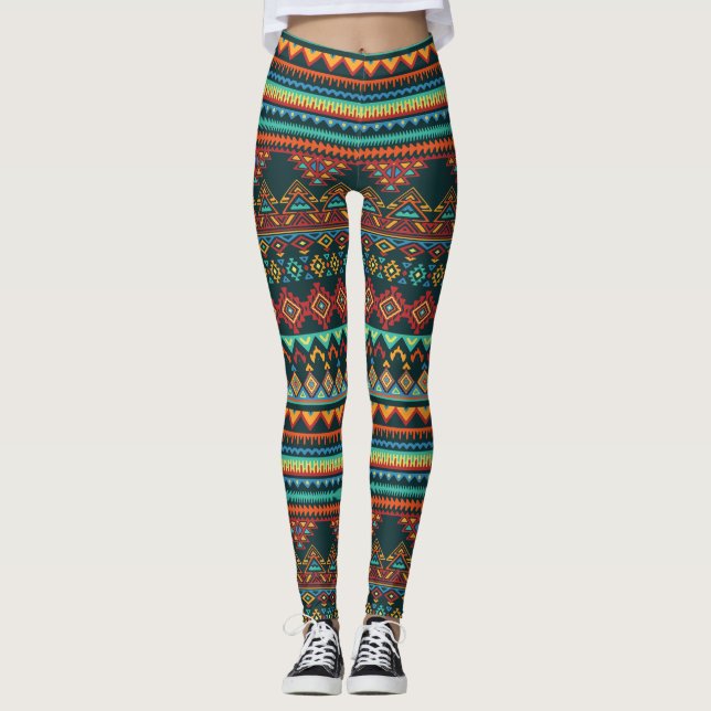 Leggings Modelo geométrico inspirado africano (Anverso)