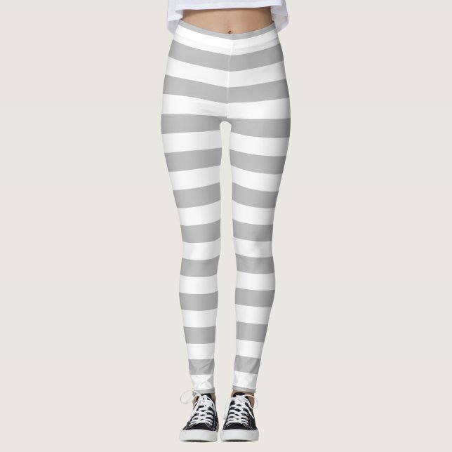 Leggings Modelo gris y blanco de la raya (Anverso)